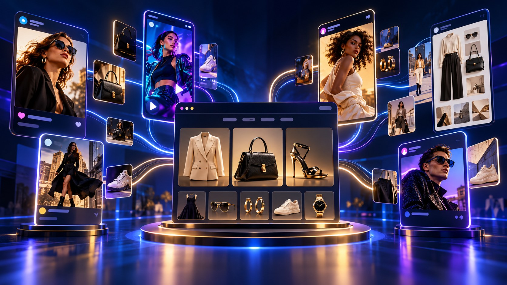 Fashion social content and product catalogs connected across digital channels